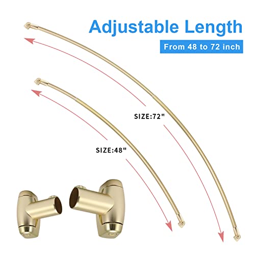 Adjustable Gold Shower Rod for More Space, 48-72 Inches