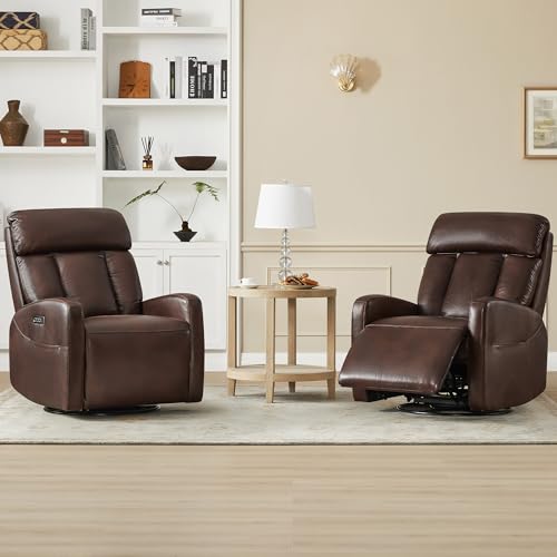 Cognac Brown CHITA Leather Recliner with Triple Motor & Charging Ports