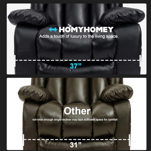 360° Swivel Leather Recliner Chair for Adults with Cup Holders
