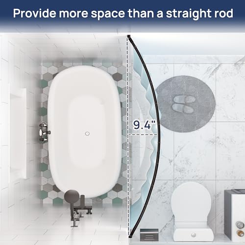 Stainless Steel Curved Shower Curtain Rod - Matte Black, 34-76 Inches