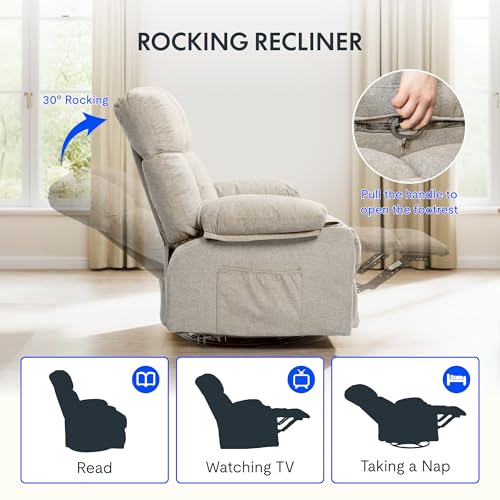 FLEXISPOT Beige 360° Swivel Rocker Recliner with Heating & Massage (XRC3)