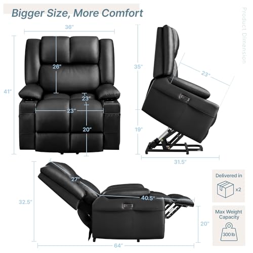 Yaheetech Large Electric Power Lift Recliner with Heat & Massage for Elderly