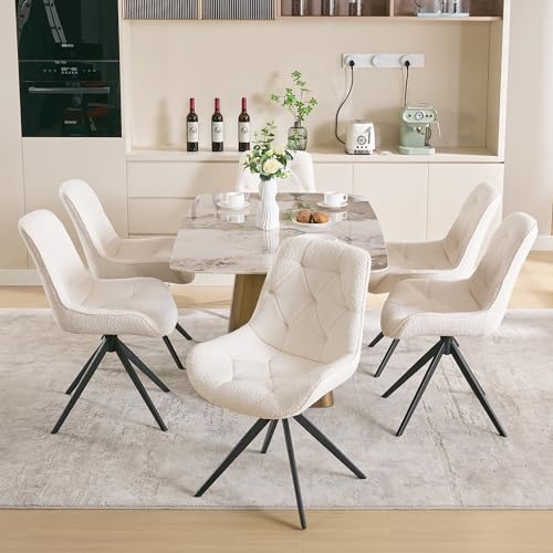 4 Swivel Boucle Dining Chairs for Modern Kitchens