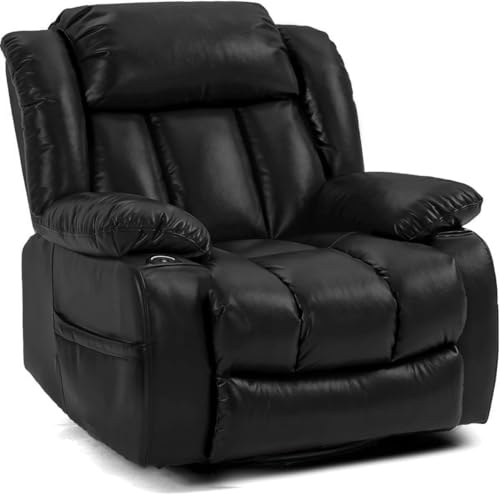 360° Swivel Leather Recliner Chair for Adults with Cup Holders