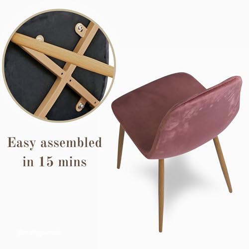 Homy Casa Mid-Century Modern Velvet Dining Chair Set of 4, Rose ballpark: 60 chars