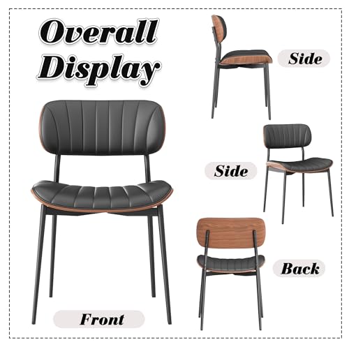 Bentwood Modern PU Leather Dining Chair Set, Black