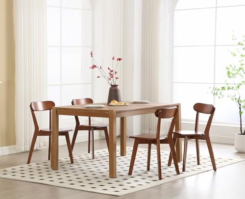 Mid Century Modern Walnut Solid Wood Dining Chair Set of 4