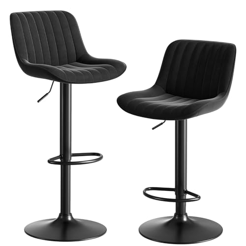 Modern Black AdjustableHeight Bar Stools Set of 2 Kitchen Island