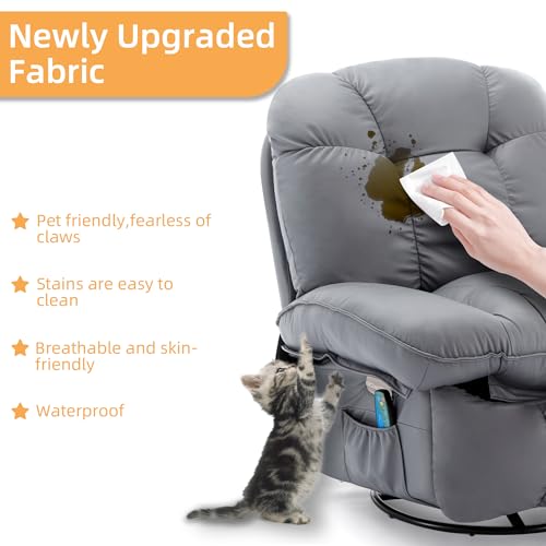 Power Recliner Chair for Adults with Massage, Heating, and USB Ports - Grey