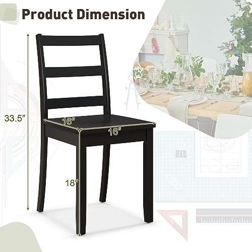 Wood Dining Chairs Set of 2 - Black, Farmhouse Style, Max Load 400 Lbs