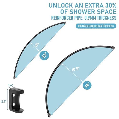 Adjustable Curved Shower Curtain Rod for Bathroom and Bathtub - Black Stainless Steel (33-78 inches)