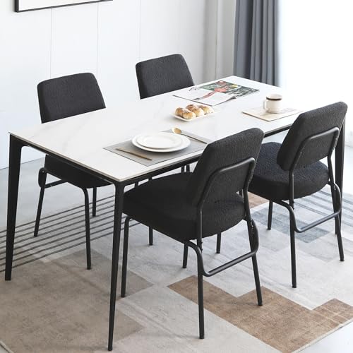 Modern Black Dining Chairs Set of 6 with Upholstered Cushions for Living Room and Bedroom