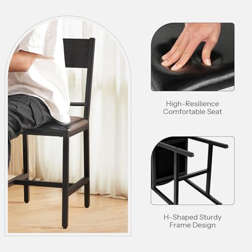 HOOBRO Black Mid Century Modern Kitchen Dining Chair Set BB36CD01