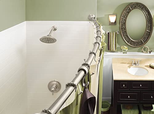 Brushed Nickel 54-72 Inch Single Curved Shower Rod - Bathroom Curtain Pole