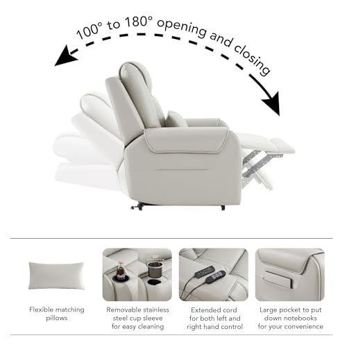 Electric Power Lift Recliner Chair for Elderly with Massage and Heat, Light Grey