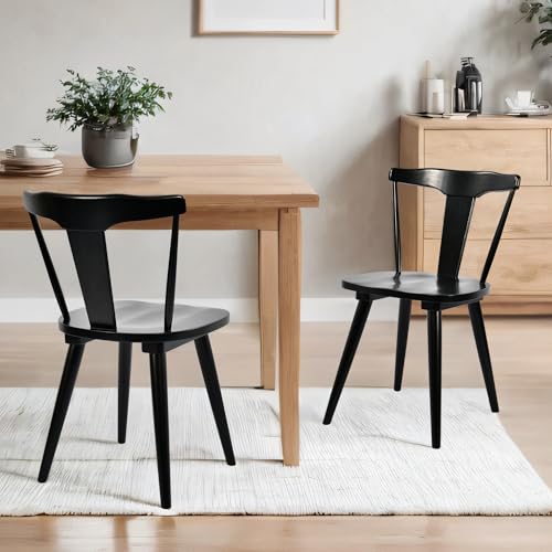 DUHOME Black Wood Mid Century Wishbone Dining Chair Set of 4