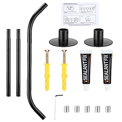 Adjustable Black Corner Shower Curtain Rod for Bathroom Bathtub