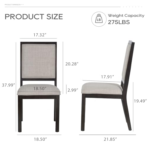 COLAMY Brown Wood Farmhouse Dining Chair Set of 4 for Kitchen Living Room