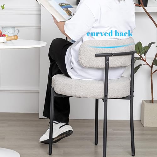 Light Grey Modern Dining Chair Set - 4 Chairs Black Metal Legs