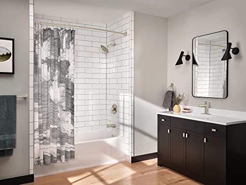 Adjustable Single Curved Shower Rod in Brushed Nickel, 54-72 Inches - Bathroom Curtain Pole