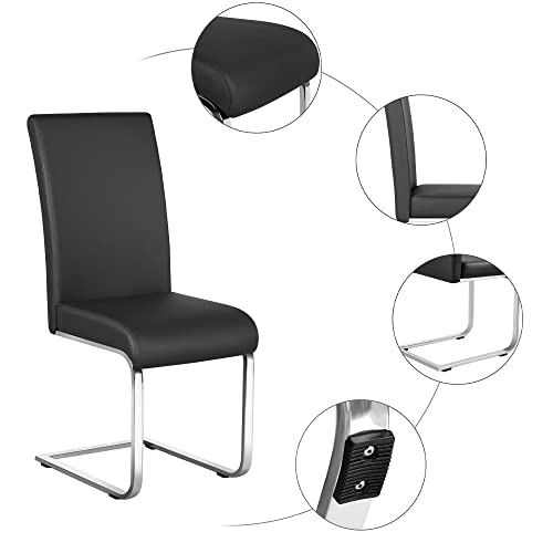 Black Modern Leather Dining Chairs for Kitchen andWedding, Set of 2