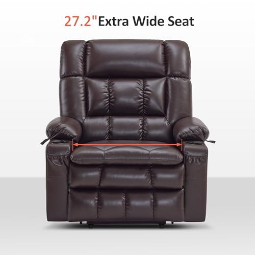 MCombo Large Dual Motor Massage Lift Recliner Sofa with Heat, Dark Brown R7891