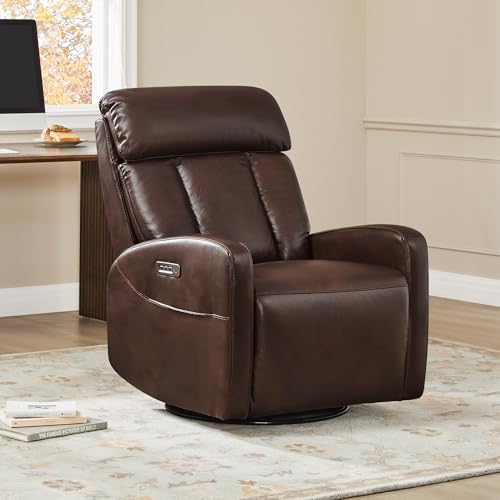 Cognac Brown CHITA Leather Recliner with Triple Motor & Charging Ports