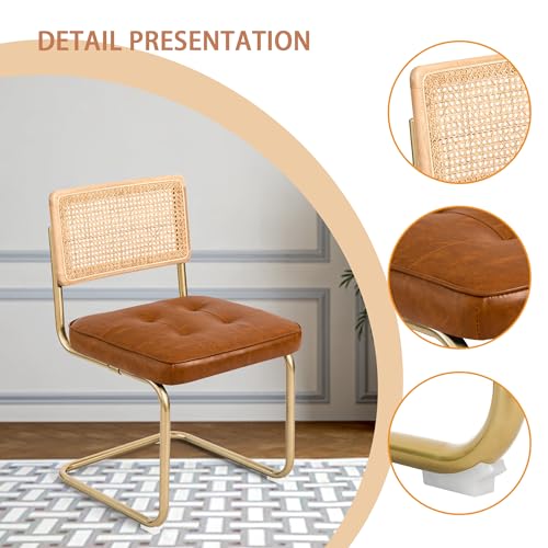 Mid-Century Modern Brown Armless Dining Chair Set of 2
