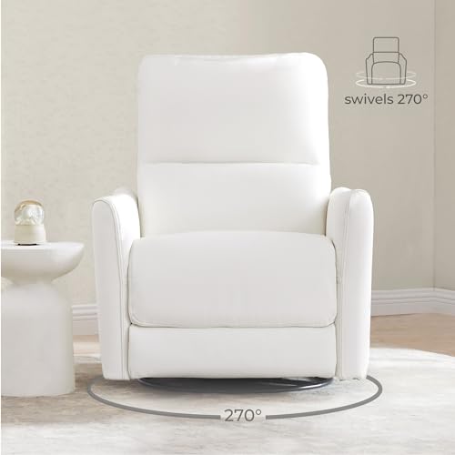 White Faux Leather Power Recliner Chair for Living Room and Nursery