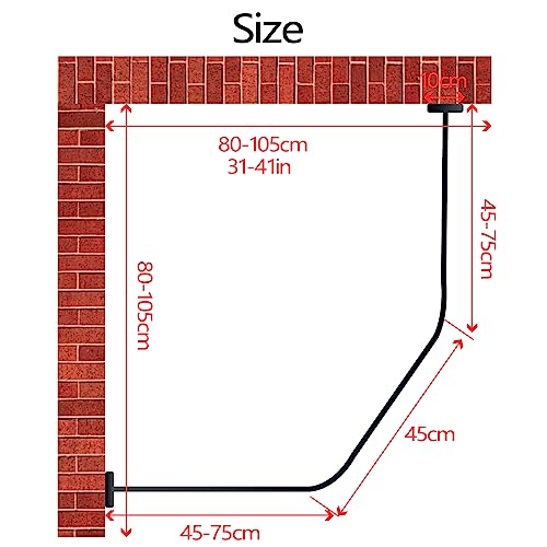 Adjustable Black Corner Shower Curtain Rod for Bathroom Bathtub
