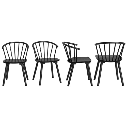 LUE BONA Black Farmhouse Dining Chair Set, Semicircular Back, Spindle Design, Kitchen & Dining Room, 18 Inches