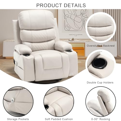 KCQ Electric Heated Recliner with Cup Holders, Beige