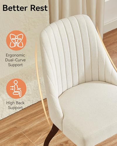 Mid Century Modern Beige Parsons Dining Chair Set of 2