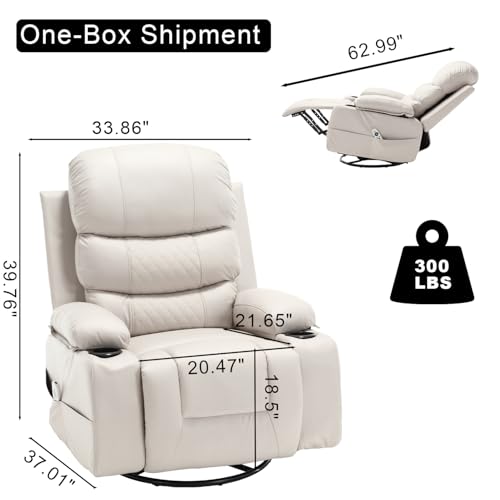 KCQ Electric Heated Recliner with Cup Holders, Beige
