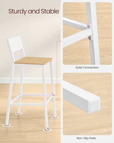 VASAGLE Oak Beige & White Bar Stool Set, ULBC070W09