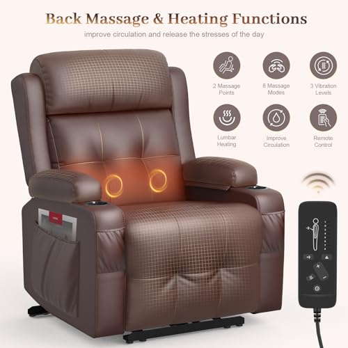 Oversized Electric Recliner Chair with Heat, Massage, and Storage for Living Room
