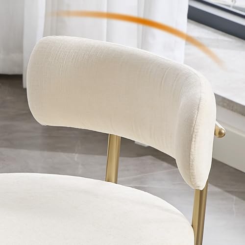 Modern Gold Legs White Velvet Dining Chair Set of 2