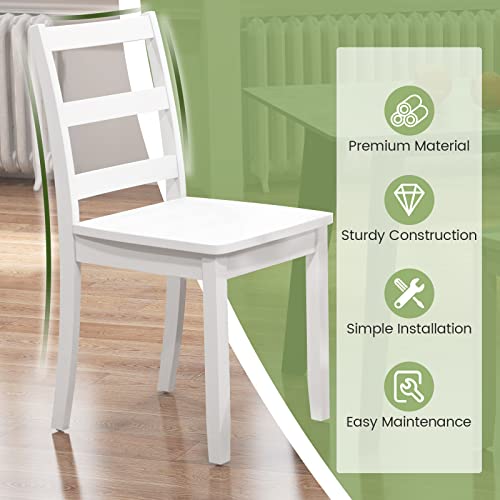 Giantex White Wooden Armless Dining chairs Set of 4