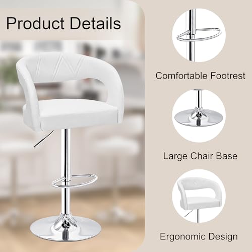 Modern White Swivel Bar Stools Set of 2 for Kitchen