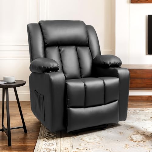 XL31 Black Electric Lift Chair for Elderly: Oversized Leather Recliner