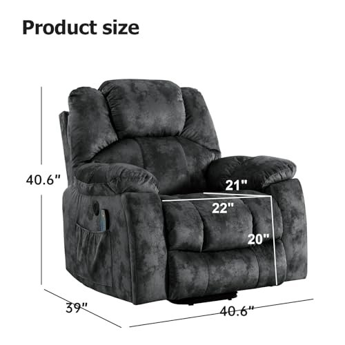 Power Lift Recliner with Massage and Heat for the Elderly - Green Grey