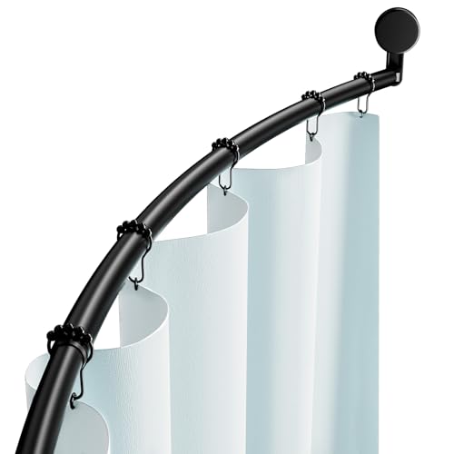 AIZESI Curved Adjustable Black Shower Curtain Rod 42-73 inches