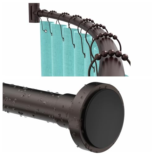 PrettyHome Adjustable Curved & Spring Shower Rods(Bronze & Chrome)