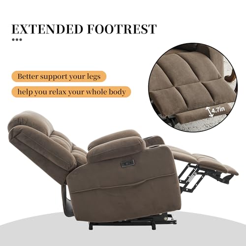 Oversized Power Lift Recliner with Heat & Massage (L9911, Brown)