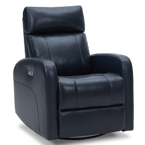 CHITA Genuine Leather Swivel Recliner Chair for Living Room - Navy