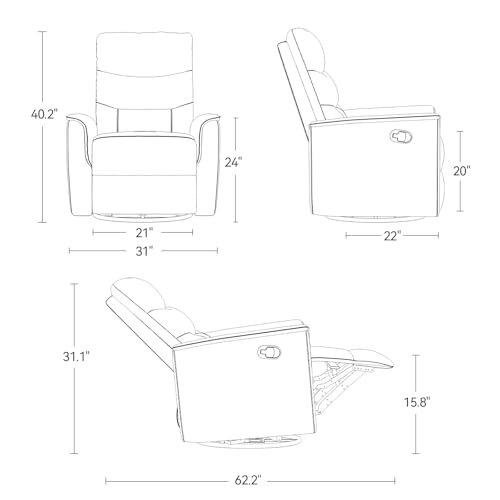BedsPick 360° Swivel Recliner with Footrest and Lumbar Support
