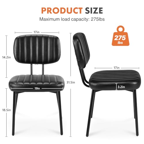 Mid Century Modern Dining Chairs Set of 2 - Black