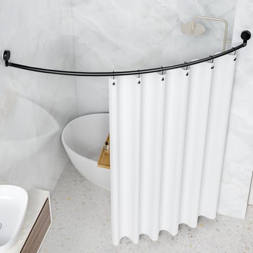 AIZESI Curved Adjustable Black Shower Curtain Rod 42-73 inches