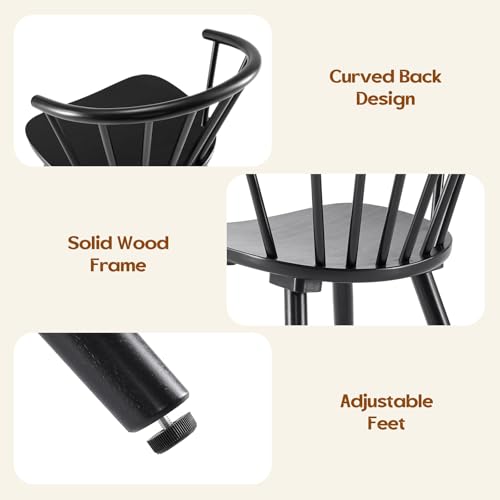 Windsor Mid-Century Modern Kitchen Dining Chairs with Wooden Finish