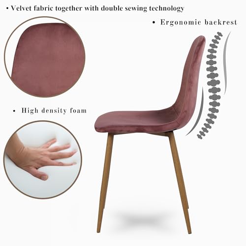 Homy Casa Mid-Century Modern Velvet Dining Chair Set of 4, Rose ballpark: 60 chars